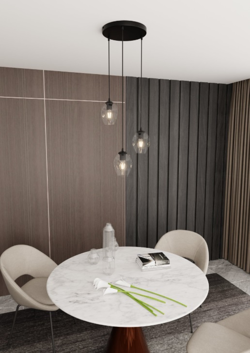 Lampa sufitowa Istar Premium 3 z trzema kloszami E27 – szkło transparentne