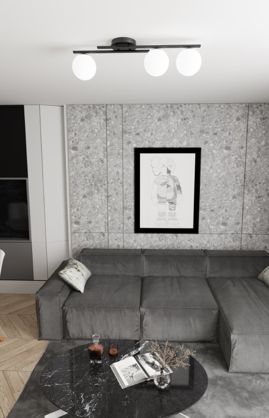 Lampa sufitowa Kairo 3 z trzema kloszami – czarna