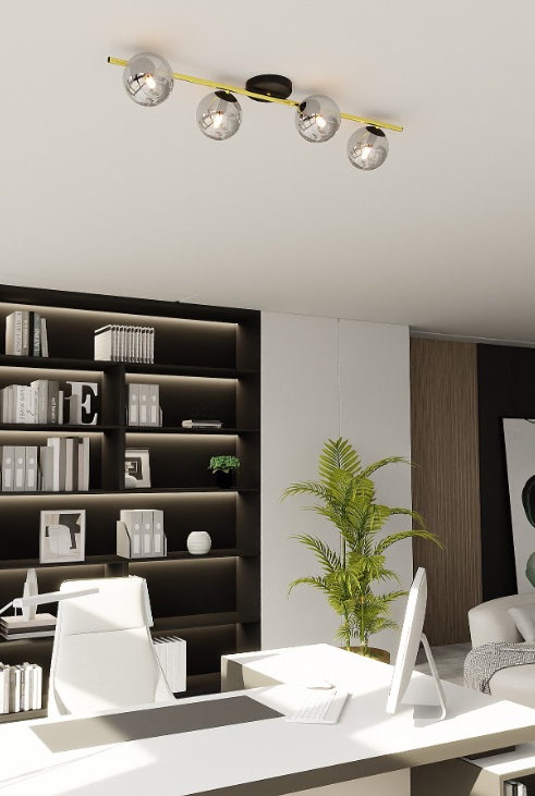 Lampa sufitowa Splendi 4 glamour z lustrzanymi kloszami 80 cm