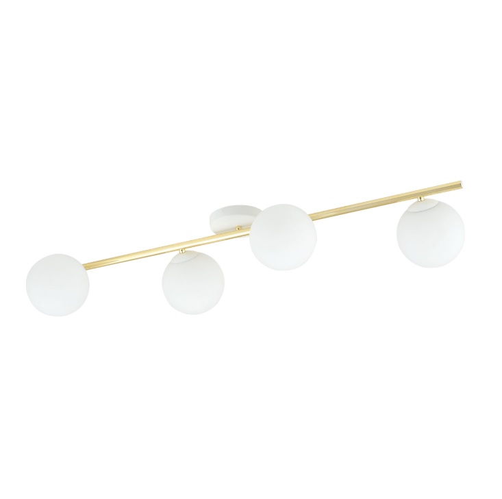 Lampa sufitowa Splendi 4 złoto-biała z 4 kloszami mlecznego szkła
