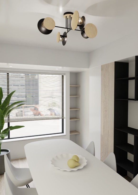 Lampa sufitowa Zita z drewnianymi kloszami i 4 punktami światła E27