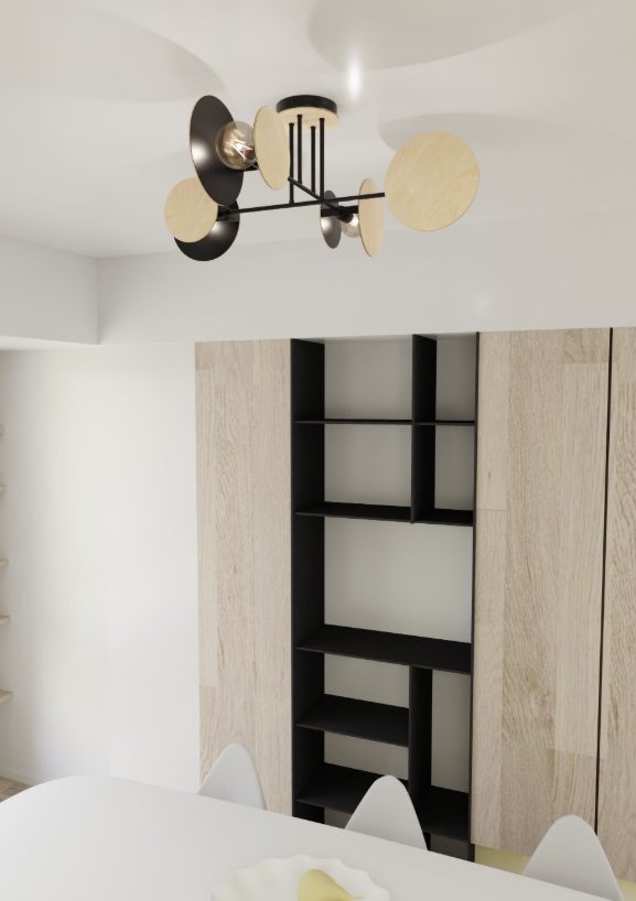 Lampa sufitowa Zita z drewnianymi kloszami i 4 punktami światła E27