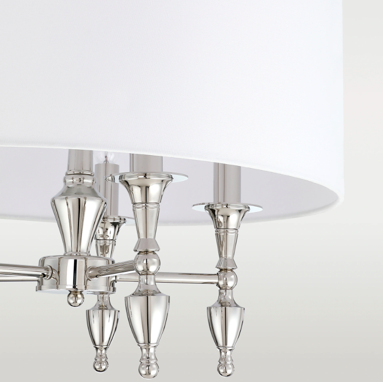 Lampa wisząca Austin srebrna z białym abażurem 5xE14 IP20