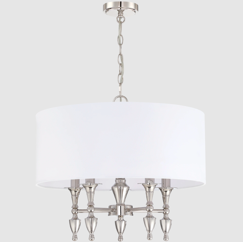 Lampa wisząca Austin srebrna z białym abażurem 5xE14 IP20