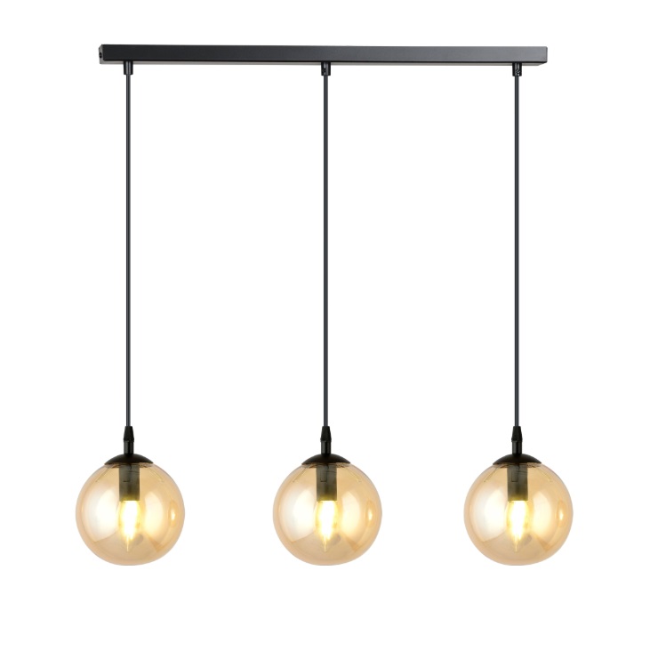 Lampa wisząca Cosmo 3 z miodowymi szklanymi kloszami