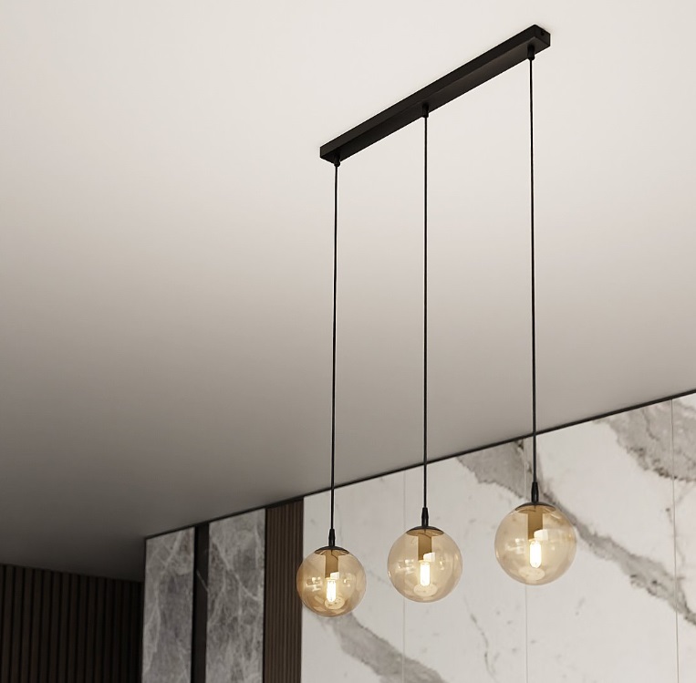 Lampa wisząca Cosmo 3 z miodowymi szklanymi kloszami