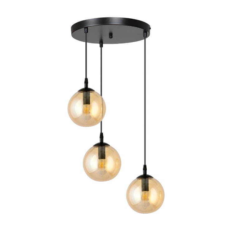 Lampa wisząca Cosmo Premium 3 z trzema beżowymi szklanymi kloszami