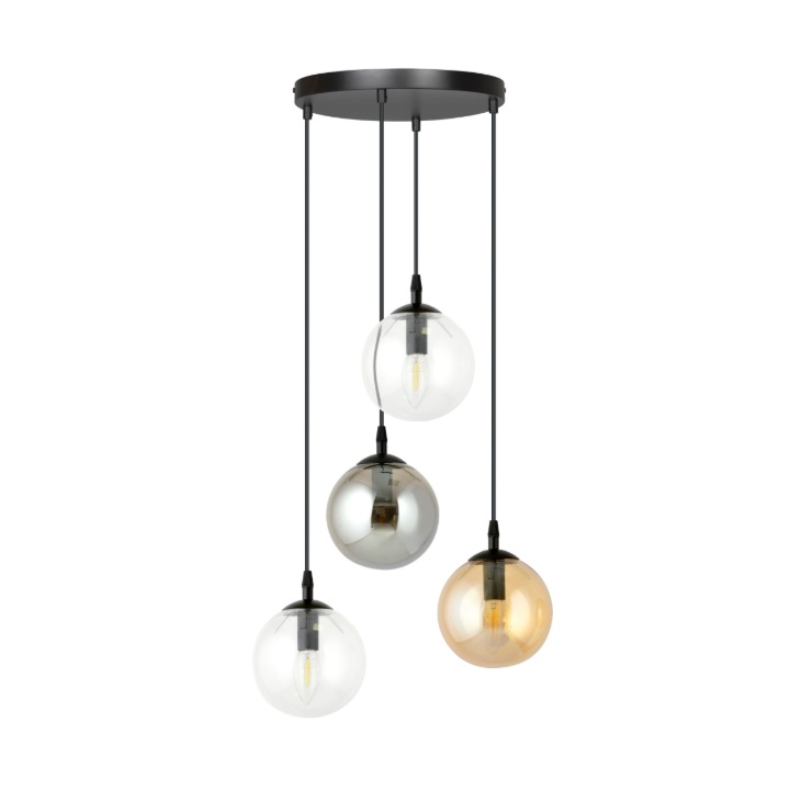 Lampa wisząca Cosmo Premium 4 z kolorowymi szklanymi kloszami E14