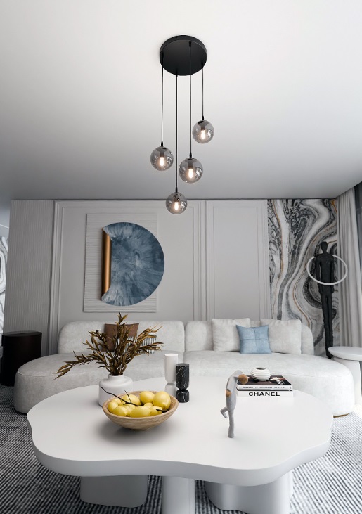 Lampa wisząca Cosmo Premium 4 z przydymionymi szklanymi kloszami E14 IP20