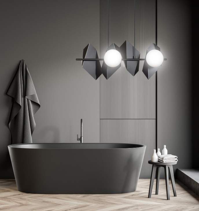 Lampa wisząca Drifton 4 czarna z 4 punktami E14 – geometryczny styl