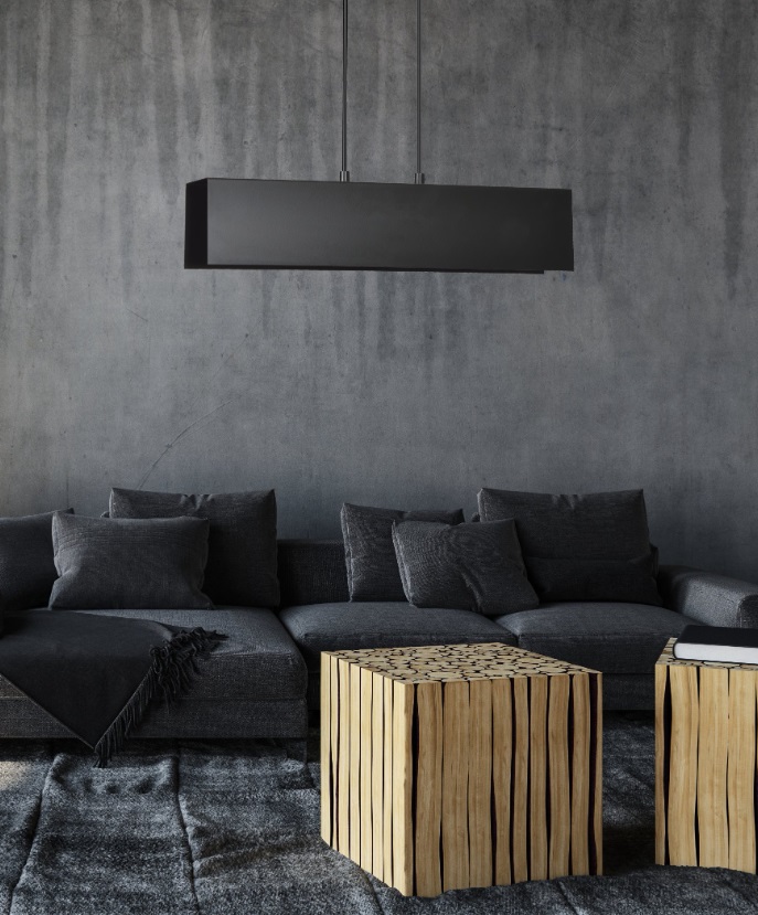 Lampa wisząca Gentor 2 czarna prostokątna z 2 oprawkami E27