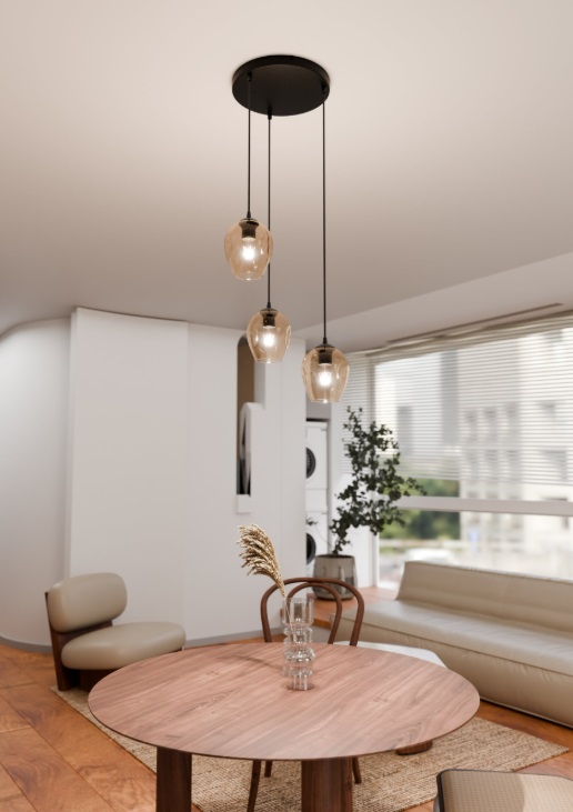 Lampa wisząca Istar Premium 3 z beżowymi szklanymi kloszami E27