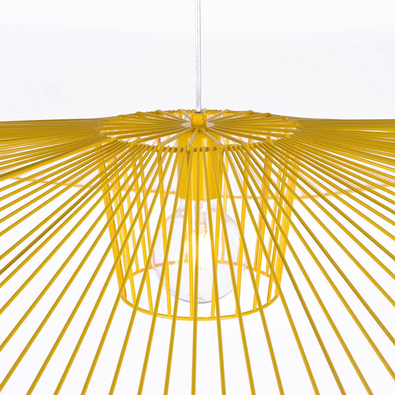 Lampa wisząca Kapelusz z ażurowym żółtym kloszem E27 IP20