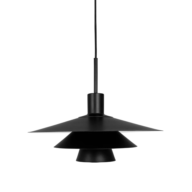 Lampa wisząca Kay 30 w stylu skandynawskim – czarny klosz z białym wnętrzem E27