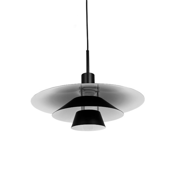Lampa wisząca Kay 30 w stylu skandynawskim – czarny klosz z białym wnętrzem E27