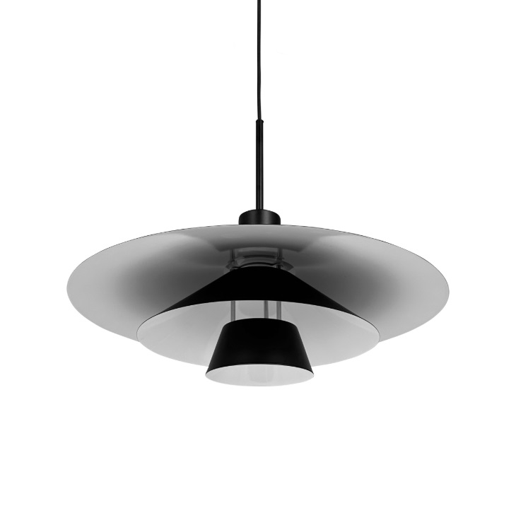 Lampa wisząca Kay 50 czarna – minimalistyczny design japandi z kloszami 50 cm