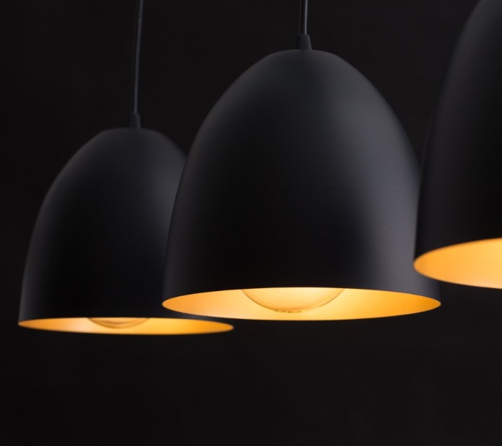 Lampa wisząca Lenox 3 z trzema kloszami czarno-złotymi E27 IP20
