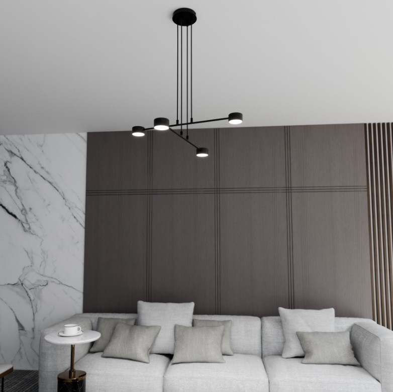 Lampa wisząca Modus 4 czarna z 4 punktami światła GX53