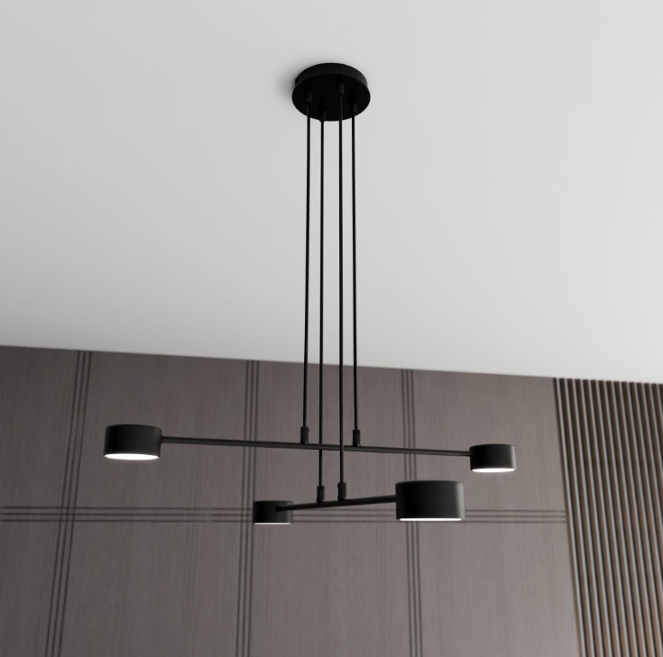 Lampa wisząca Modus 4 czarna z 4 punktami światła GX53