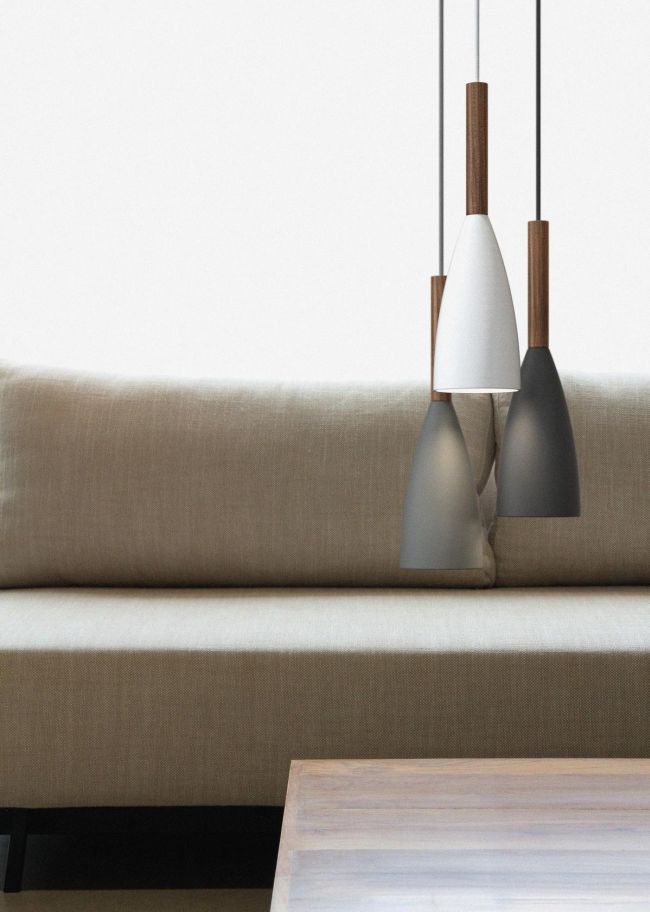 Lampa wisząca Pure 10 biała z drewnem orzechowym E27 IP20 – styl skandynawski