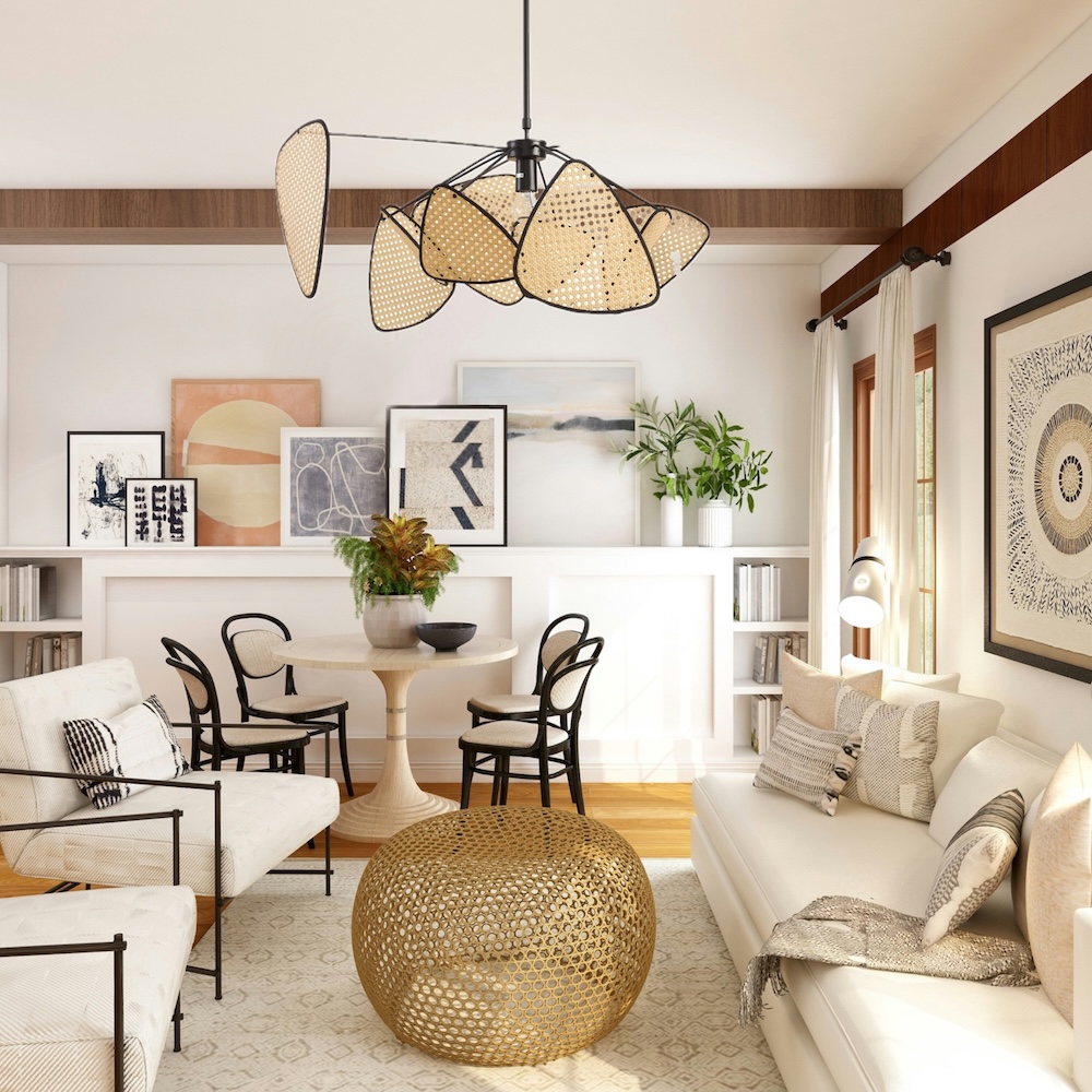 Lampa wisząca rattanowa Natura – boho żyrandol z regulacją wysokości E27 IP20