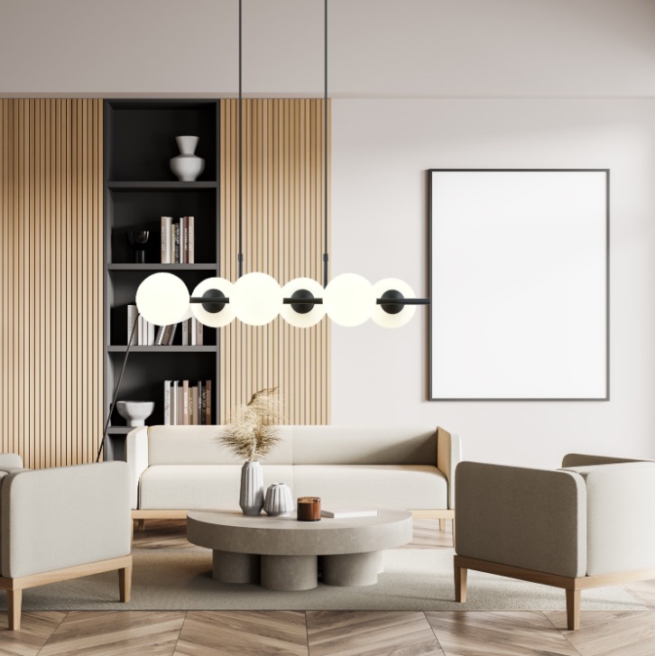 Lampa wisząca Rory 6 z opalowymi kloszami E14