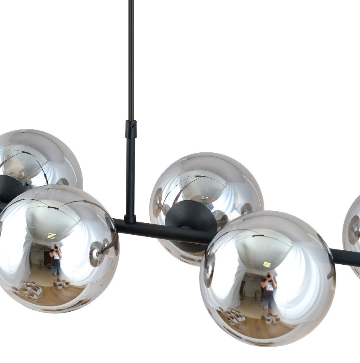 Lampa wisząca Rory 6 z przyciemnianym szkłem – elegancka oprawa nad stół
