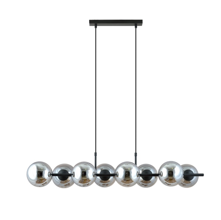 Lampa wisząca Rory 8 z grafitowymi kloszami E14