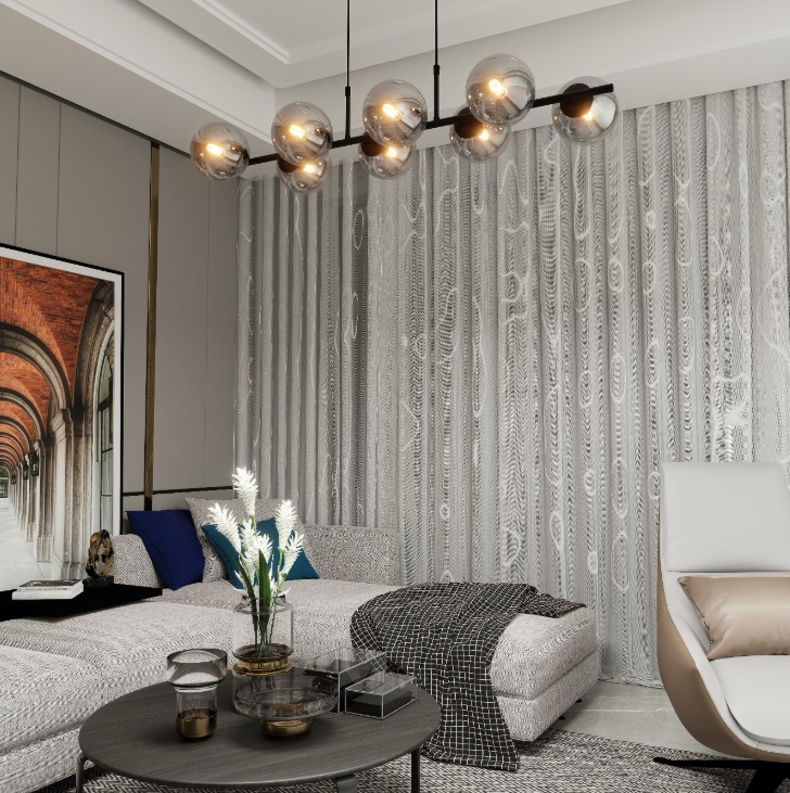 Lampa wisząca Rory 8 z grafitowymi kloszami E14