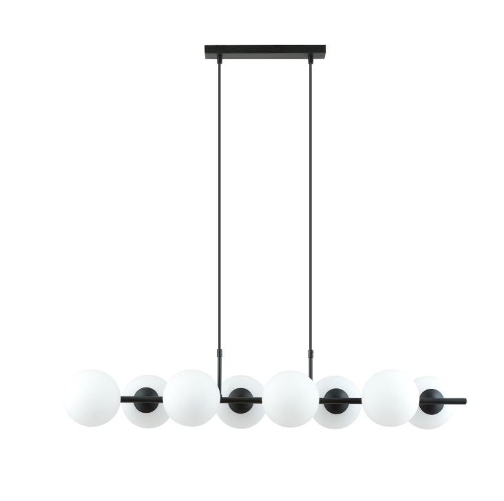 Lampa wisząca Rory 8 z opalowymi kloszami E14 do jadalni