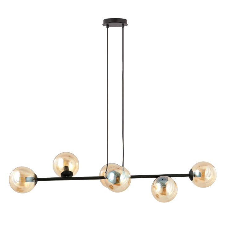 Lampa wisząca Rossi 6 z bursztynowymi kloszami E14