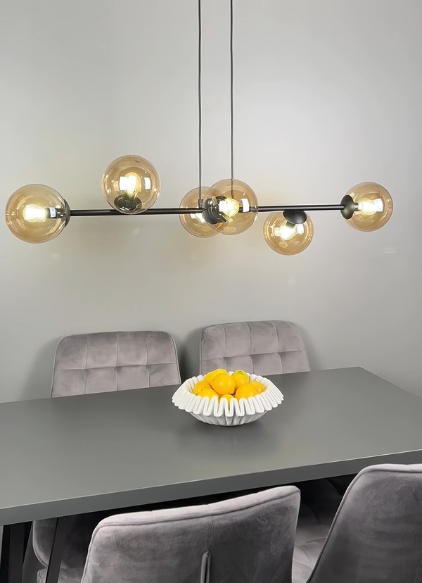 Lampa wisząca Rossi 6 z bursztynowymi kloszami E14