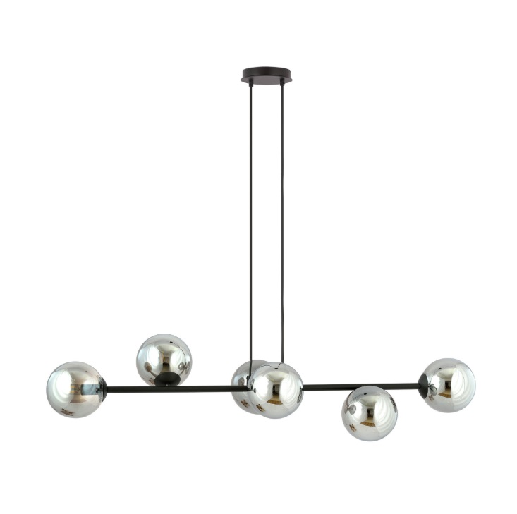 Lampa wisząca Rossi 6 z grafitowymi kulami E14 nad stół lub wyspę