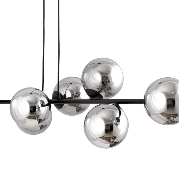 Lampa wisząca Rossi 6 z grafitowymi kulami E14 nad stół lub wyspę