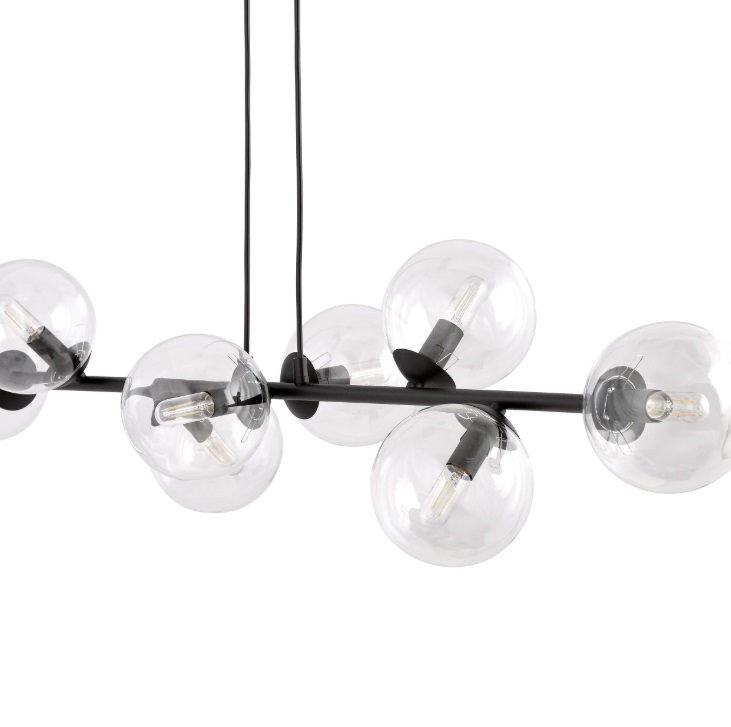 Lampa wisząca Rossi 8 z ośmioma kloszami ze szkła transparentnego