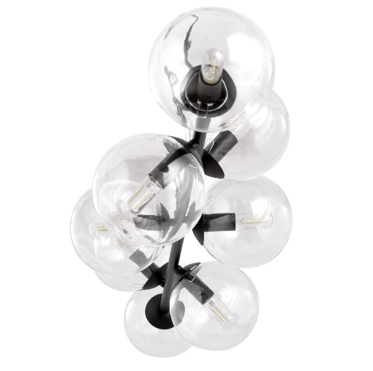 Lampa wisząca Rossi 8 z ośmioma kloszami ze szkła transparentnego