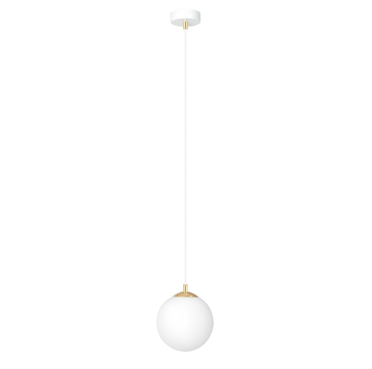 Lampa wisząca Royal z mlecznym kloszem i złotymi detalami