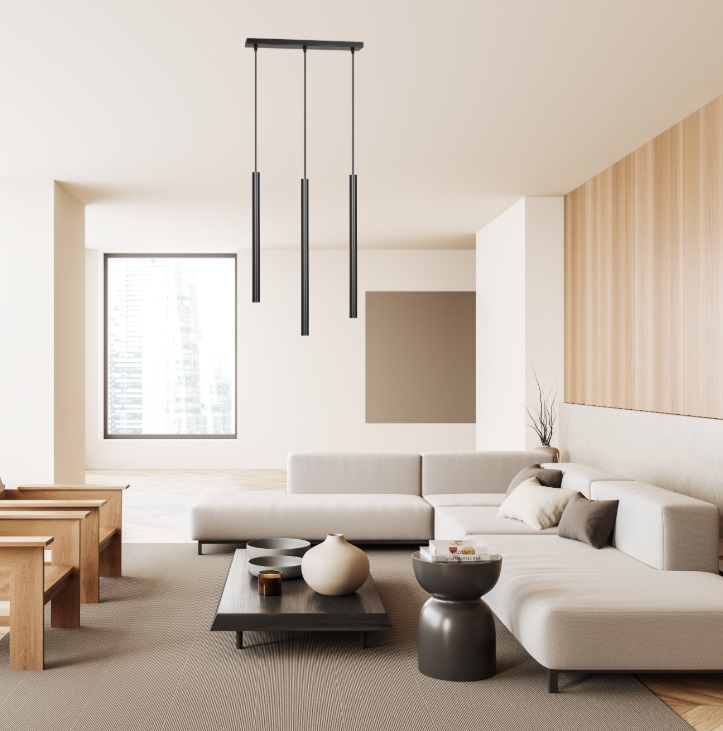 Lampa wisząca Selter 3 czarna – potrójna tubowa oprawa LED G9