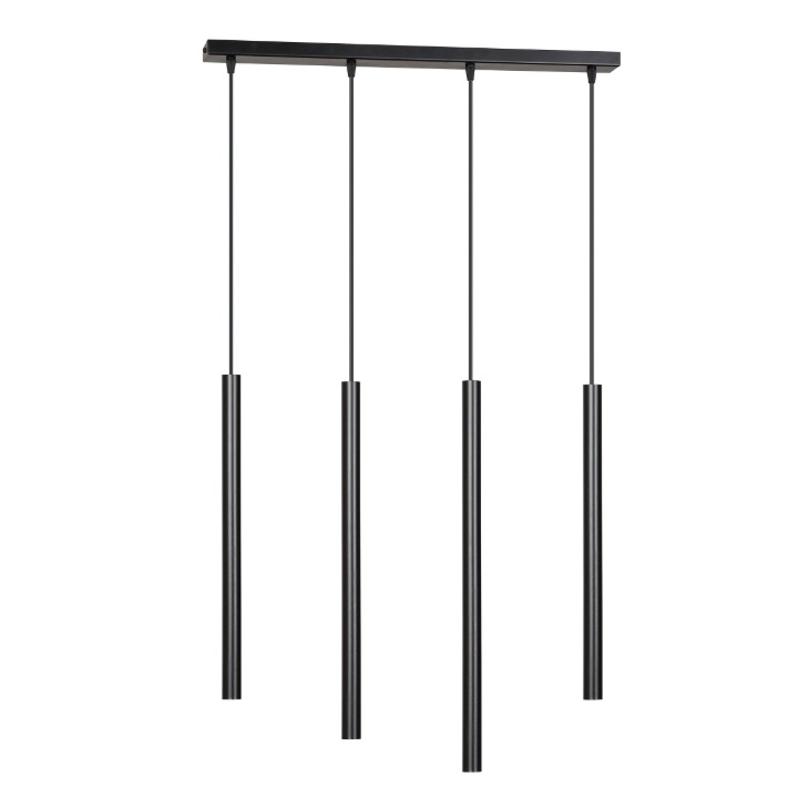 Lampa wisząca Selter 4 nad wyspę – czarne tuby LED G9, nowoczesny design