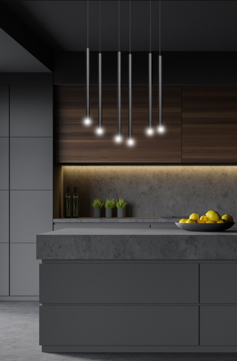 Lampa wisząca Selter 6 czarna – nowoczesne tuby G9