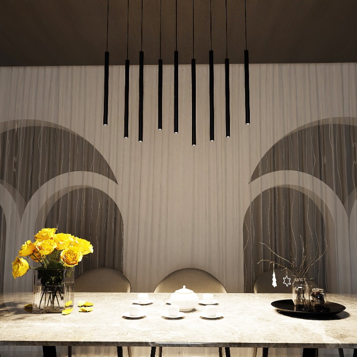 Lampa wisząca Selter 9 z czarnymi tubami G9 – nowoczesne oświetlenie nad stół