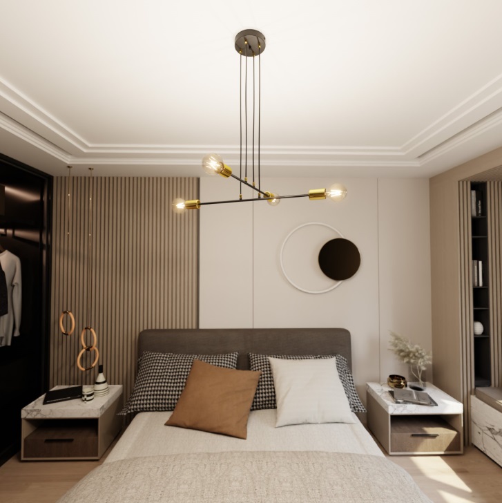 Lampa wisząca Vesio 4 czarno-złota z 4 oprawkami E27