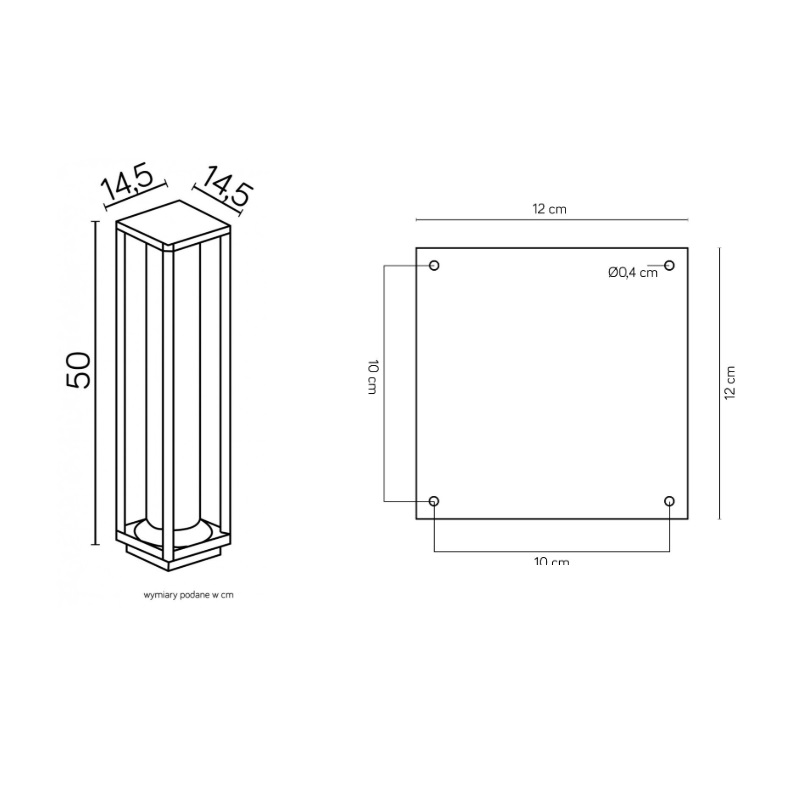 Lampion ogrodowy stojący Porto 50 cm E27 IP65 czarny