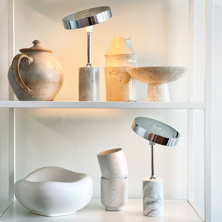 Marmurowa lampka stołowa Starlight LED z akumulatorem USB