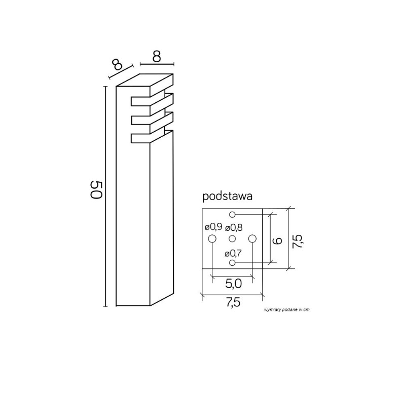 Nowoczesna lampa ogrodowa słupek Rado II 50 cm IP54 E27 antracyt