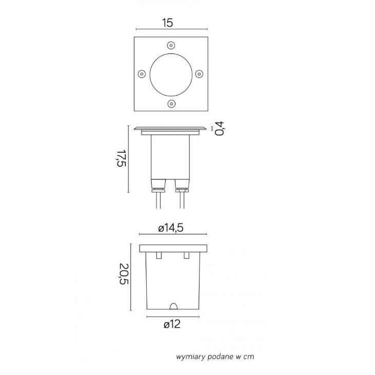 Oprawa najazdowa Mix kwadratowa IP67 ze stali nierdzewnej z regulacją kąta świecenia