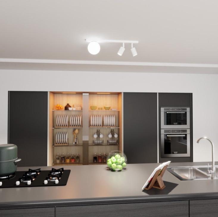 Plafon sufitowy Baster 3 biały – kula z dwoma regulowanymi reflektorami