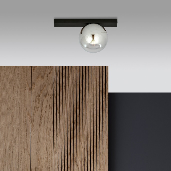 Plafon sufitowy Fit z przyciemnianym grafitowym kloszem E14 IP20