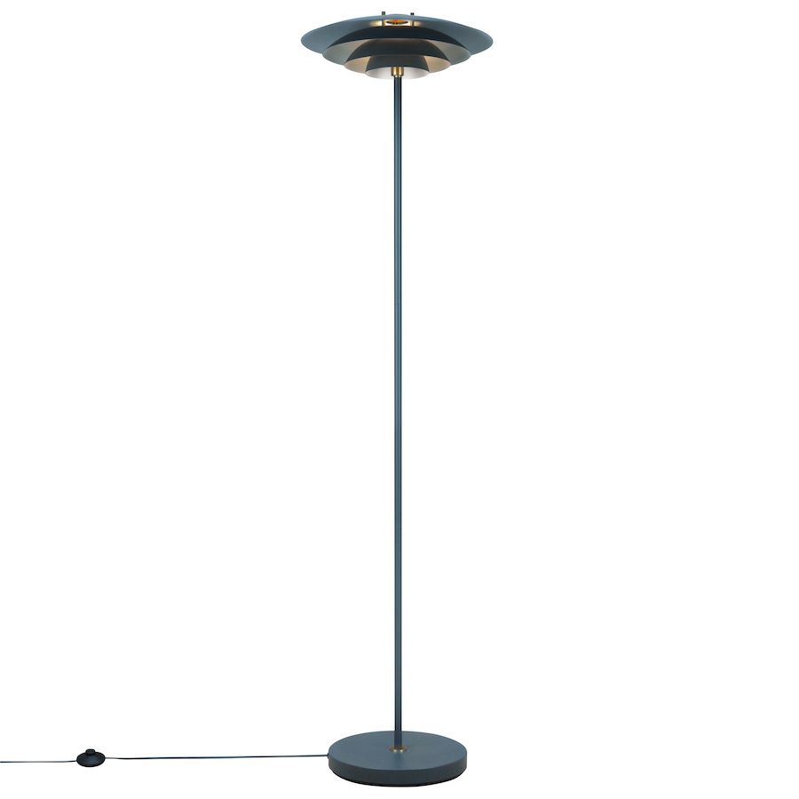 Skandynawska lampa podłogowa Bretagne z szarym kloszem G9 35W IP20