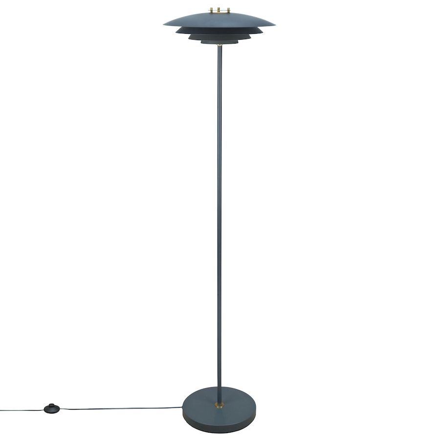 Skandynawska lampa podłogowa Bretagne z szarym kloszem G9 35W IP20